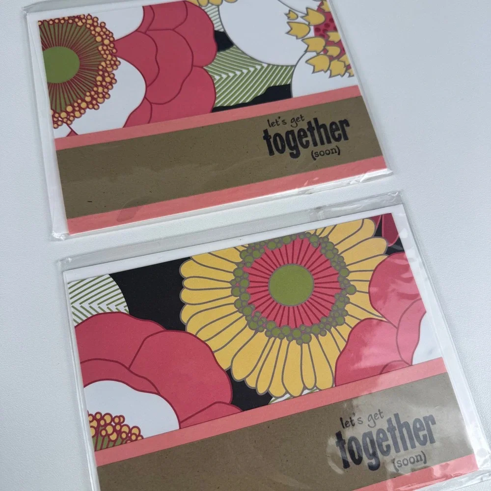 Shilo Henriques Creations Lets Get Together Soon Floral Greeting Cards Set of 2‎